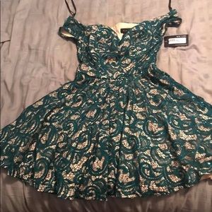 Green off the shoulder prom dress
